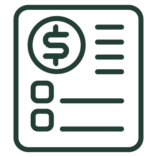 Dollar sign on valuation checklist icon